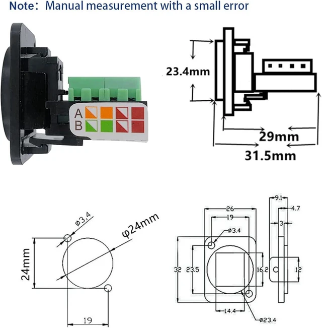 Alt view image 7 of 7 - 30PCS RJ45 Female Panel Mount Terminal Adapter, D-Type RJ45 8P8C Female to 8pin Terminal