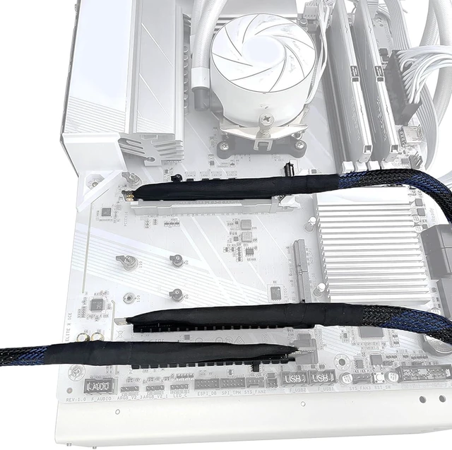 Alt view image 7 of 7 - 64Gbs Bandwidth PCIe5.0 X16 Left Exit Risers Extension Cable 180Degree Bend Design Silver Plate Connectors For PC Builds