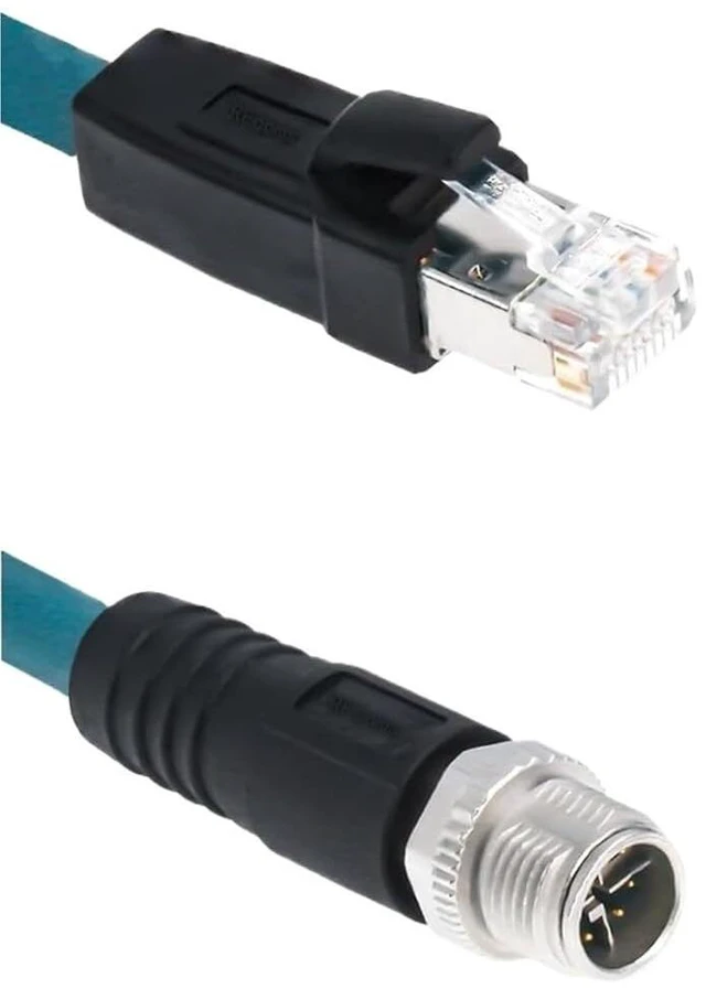 Alt view image 3 of 6 - M12 to RJ45 Industrial Ethernet Cable, 8X Code Male to RJ45 Adapter Cat-6a CAT6a Cable Shielded Cable Assembly Flexible 3.3Ft/1M
