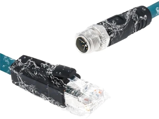 Alt view image 6 of 6 - M12 to RJ45 Industrial Ethernet Cable, 8X Code Male to RJ45 Adapter Cat-6a CAT6a Cable Shielded Cable Assembly Flexible 3.3Ft/1M