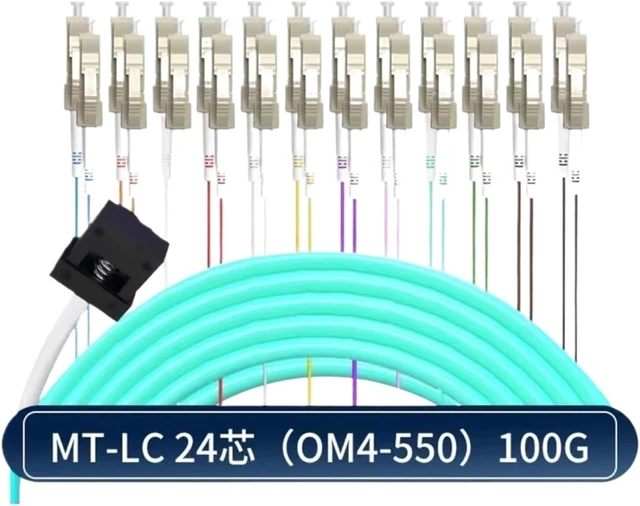 Alt view image 2 of 6 - MTP/MT-MPO-LC Fibre Optic Jumper MT Male/Female Multimode 10 Gigabit 12-Core 24-Core OM3 OM4 Bundle 40G/100G Jumper (2m, MT LC 24C OM4 100G)