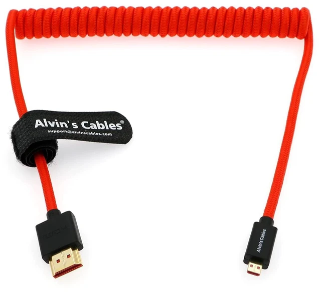 Alt view image 2 of 7 - Alvin's Cables 8K 2.1 Micro-HDMI to Full HDMI Braided Coiled-Cable and Full HDMI Braided Coiled-Cable for Sony A7S3,A9,A74 and Canon-R5C,R5,R6