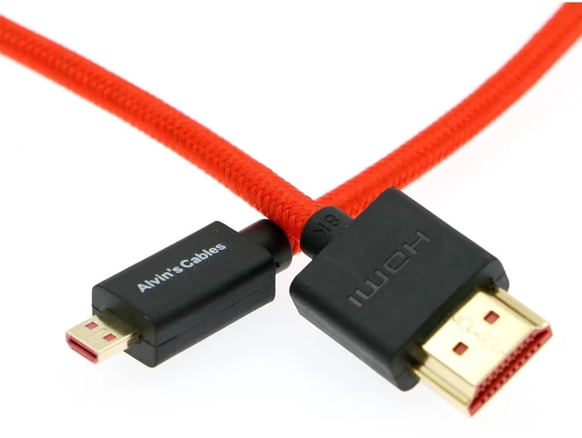 Alt view image 5 of 7 - Alvin's Cables 8K 2.1 Micro-HDMI to Full HDMI Braided Coiled-Cable and Full HDMI Braided Coiled-Cable for Sony A7S3,A9,A74 and Canon-R5C,R5,R6