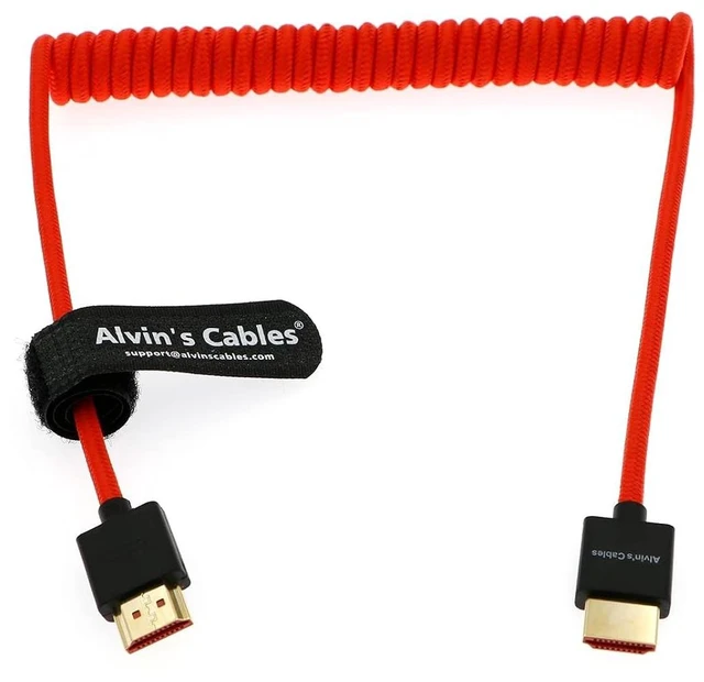 Alt view image 7 of 7 - Alvin's Cables 8K 2.1 Micro-HDMI to Full HDMI Braided Coiled-Cable and Full HDMI Braided Coiled-Cable for Sony A7S3,A9,A74 and Canon-R5C,R5,R6