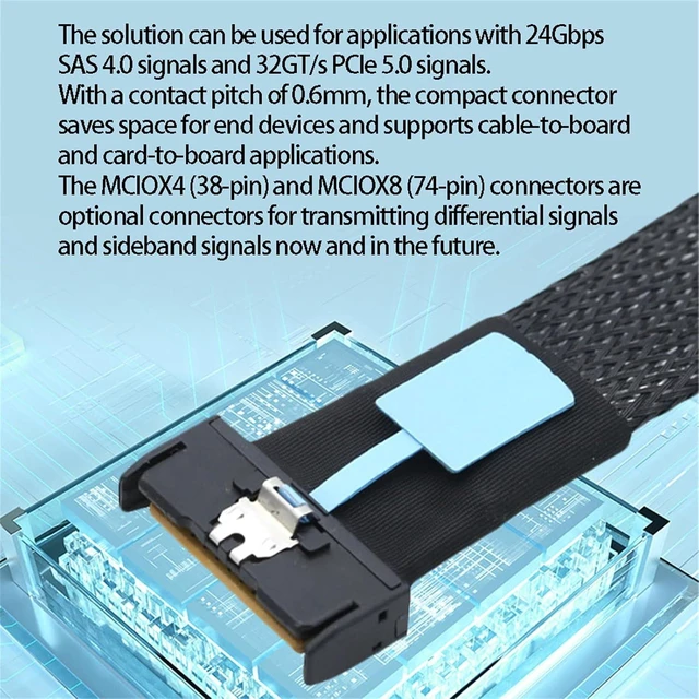 Alt view image 5 of 7 - Fast Speed PCIe Gen 5 Splitter Cable Double Straight Connectors for Server Data Transfer 50cm