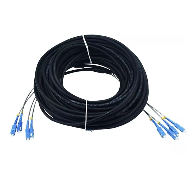 Alt view image 2 of 5 - 20M 40m 2/4 cores Outdoor Patch Cord 7.0mm 2C 4C CPRI LC SC FC A SM DVI Waterproof FTTH Jumper Optical Fiber Armored 2 core(SC-SC,4C 40m 2pcs)