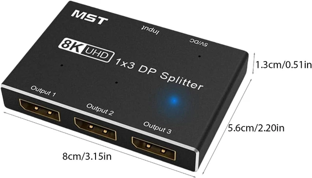Alt view image 3 of 7 - 8K DisplayPort HDTV Splitter Switcher DisplayPort Output Directional 1 in 3 Out DisplayPort Multiple Stream for PC Host