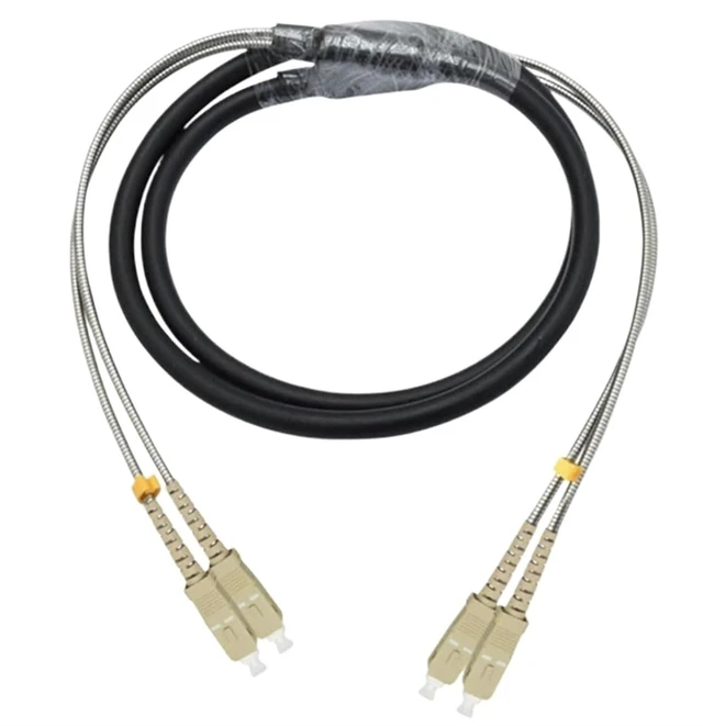 Alt view image 4 of 5 - 5m 15m 2/4 cores Outdoor patchcord 7mm 2C 4C OM1 OM2 CPRI LC SC FC Waterproof FTTH Jumper Optical Fiber Armored Cable 2 core(ST-ST,2C OM1 15m 1pc)
