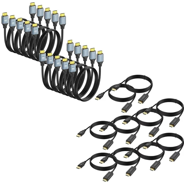 Main image of 4K HDMI Cable 3FT 10Pack Bundle DisplayPort to HDMI Cable 6 feet 10-Pack Compatible with PC, Monitor, Roku/LG/TV/PS4 PS5/Xbox/Switch/Soundbar and More