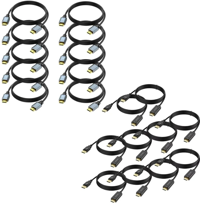 Main image of 4K HDMI Cable 6FT 10Pack Bundle DisplayPort to HDMI Cable 6 feet 10-Pack Compatible with PC, Monitor, Roku/LG/TV/PS4 PS5/Xbox/Switch/Soundbar and More
