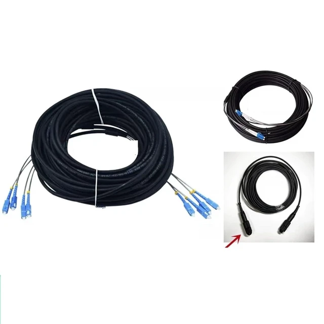 Main image of 80m 2/4 cores Outdoor Patch Cord 7.0mm 2C 4C CPRI LC SC FC A SM DVI Waterproof FTTH Jumper Optical Fiber Armored Cable 2 core(ST-ST,4 cores SM)