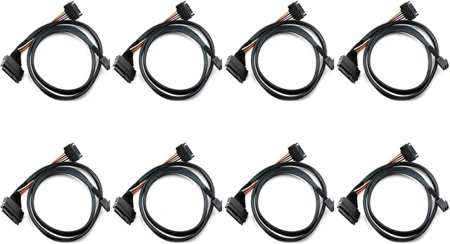 Main image of 8X Built-in 12G SAS HD to U.2 / SFF-8643 to SFF-8639 Cable 0.5M with 15-Pin Power Supply, Suitable for U.2 SSD