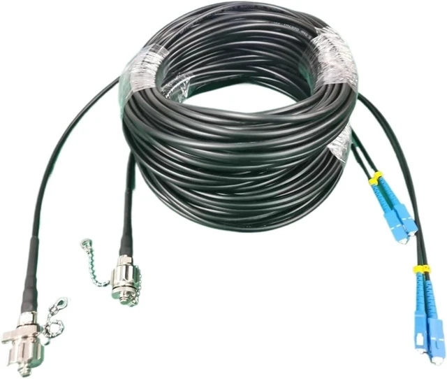 Alt view image 5 of 6 - Armored Jumper 2 cores ODC-LC SC FC 5.0mm TPU singlemode 1-50m Outdoor 30m 20m 10m SM 2C Female Male patchcord 2 fibers(30m,ODC Square-FC)