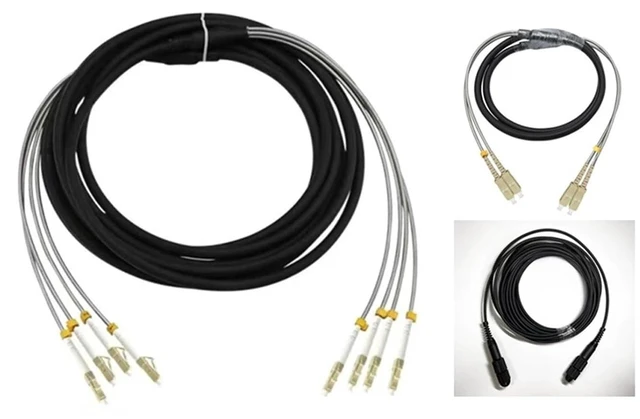 Alt view image 2 of 5 - 60m 2/4 Cores Outdoor Patchcord 7.0mm 2C 4C OM1 OM2 CPRI LC SC FC DVI Waterproof FTTH Jumper Optical Fiber Armored Cable 2 Core(LC-LC,4C OM2)