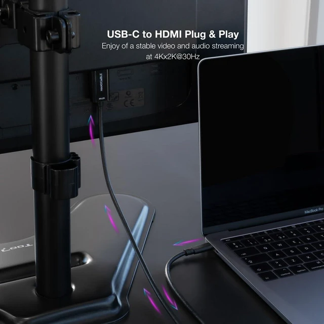Alt view image 6 of 7 - NANOCABLE 10.15.5135 USB-C to HDMI 1.4 Converter Cable 4K@30Hz USB-C/M - HDMI/M, Black, 5m