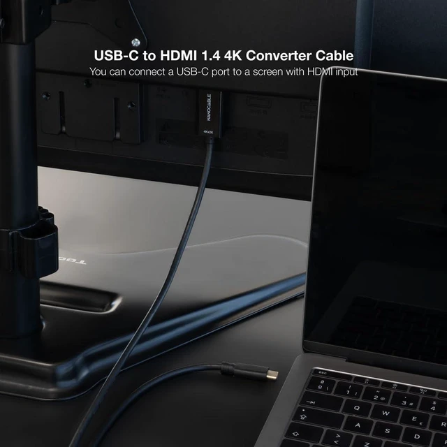 Alt view image 5 of 7 - NANOCABLE 10.15.5135 USB-C to HDMI 1.4 Converter Cable 4K@30Hz USB-C/M - HDMI/M, Black, 5m