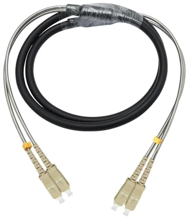 Alt view image 4 of 5 - 60m 2/4 Cores Outdoor Patchcord 7.0mm 2C 4C OM1 OM2 CPRI LC SC FC DVI Waterproof FTTH Jumper Optical Fiber Armored Cable 2 Core(LC-LC,4C OM2)