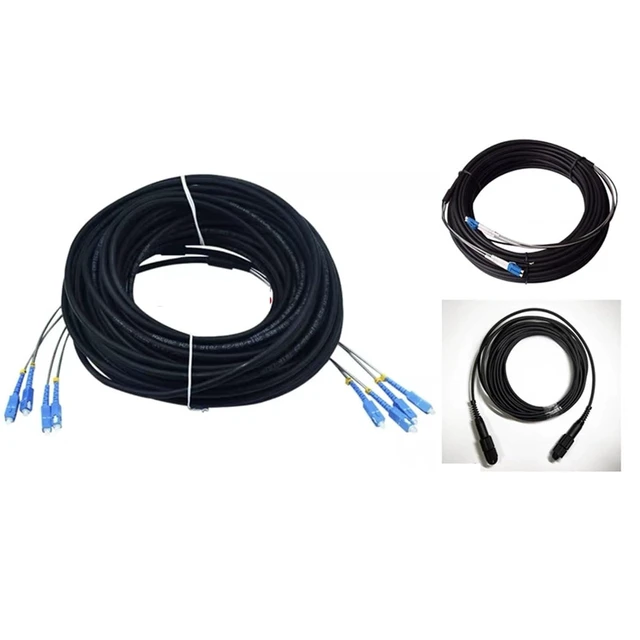 Main image of 100m 2/4 cores Outdoor Patch Cord 7.0mm 2C 4C CPRI LC SC FC ASM DVI Waterproof FTTH Jumper Optical Fiber Armored Cable 2 core(SC/A-SC/A,2 cores SM with)