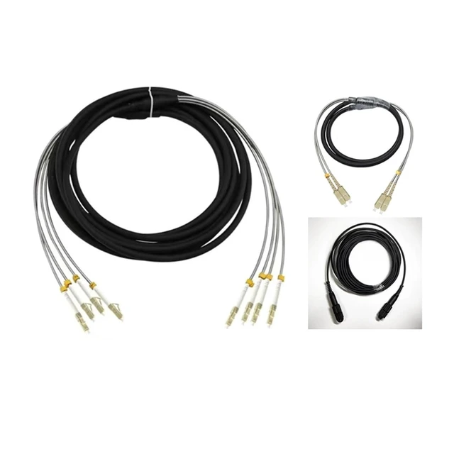Alt view image 2 of 6 - 150m 2/4 Cores Outdoor Patchcord 7.0mm 2C 4C OM1 OM2 CPRI LC SC FC DVI Waterproof FTTH Jumper Optical Fiber Armored Cable 2 Core(FC-FC,2C OM1 no Out connec)