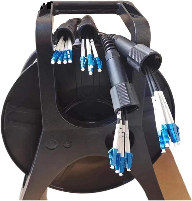 Alt view image 4 of 5 - 50m 2/4/6/8 Cores Outdoor Armored Fiber Optic Patchcord with PCD235 Reel LC SC FC A SM TPU DVI Waterproof Singlemode Fiber Optic Jumper(LC-LC,8C LSZH with Reel)