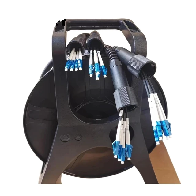Alt view image 4 of 5 - 50m 2/4/6/8 Cores Outdoor Armored Fiber Optic Patch Cord with PCD235 Reel LC SC FC A SM TPU DVI Waterproof Singlemode Fiber Optic Jumper(LC-LC,6C TPU with reel)