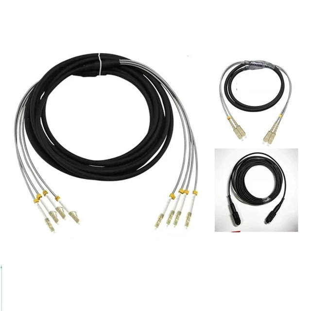 Alt view image 2 of 5 - 70m 2/4 cores outdoor patch cord 7.0mm 2C 4C OM1 OM2 CPRI LC SC FC DVI waterproof FTTH jumper optical fiber armored cable 2 core(SC-FC,2C OM1-01)