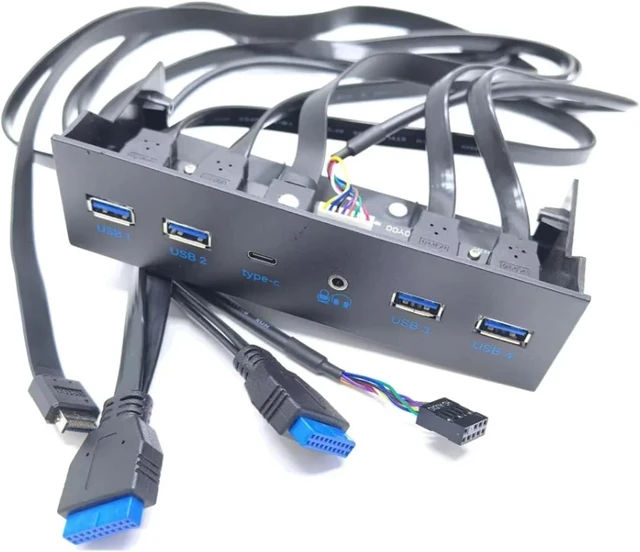 Main image of ZHANGLH Motherboard Extension Cable 19P 9P to 4-Port USB 3.0 HD Audio Type E Type/C 3.1 with 5.25in Chassis Front Bar Panel