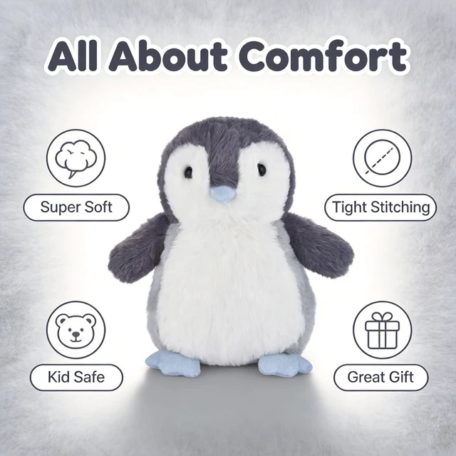 Alt view image 3 of 7 - Penguin Stuffed Animal Plush Toy, Blue Mouth, 7 Inches
