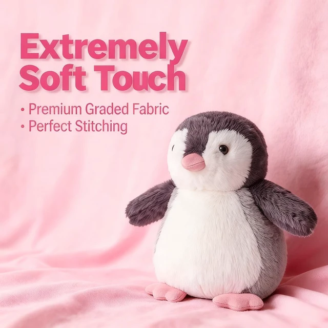 Alt view image 3 of 7 - Adorable Penguin Stuffed Animal - Ultra Soft Stuffed Penguin Plush Toy for Boys Girls Kids Toddlers Newborn Babies, Pink Mouth 10 Inches Machine Washable