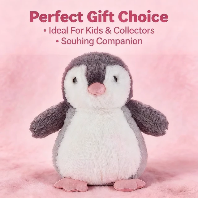 Alt view image 4 of 7 - Adorable Penguin Stuffed Animal - Ultra Soft Stuffed Penguin Plush Toy for Boys Girls Kids Toddlers Newborn Babies, Pink Mouth 10 Inches Machine Washable