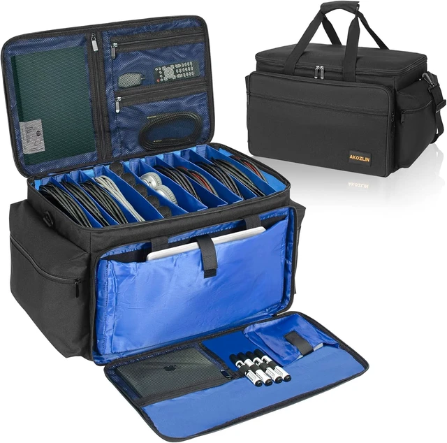 Alt view image 3 of 7 - AKOZLIN DJ Cable File Bag with Detachable Dividers and Bottom Cable Bags for Musicians Travel Gig Bag for 15.6" Laptop,Professional DJ Gear, Sound Instrument and Music Equipment Accessories
