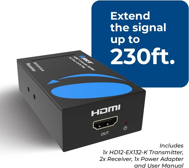 Alt view image 7 of 7 - OREI 1x2 HDMI Extender Splitter Over Single Cable CAT6/7 1080P EDID Management - Up to 132 Ft - Loop Out - Low Latency