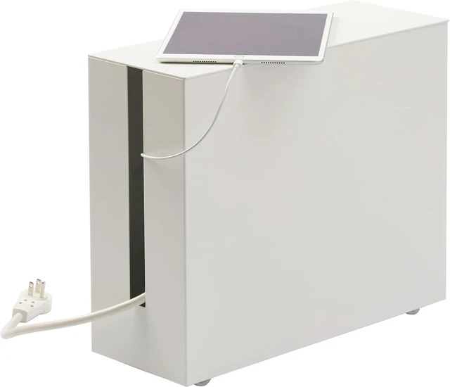 Main image of Yamazaki Home Rolling Cable Management Box, Tech Cord Organizer Box, White