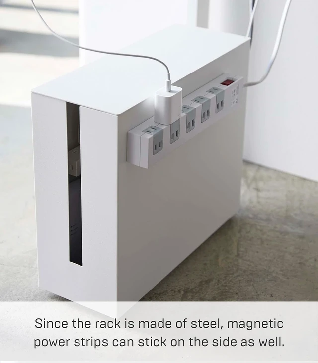 Alt view image 3 of 7 - Yamazaki Home Rolling Cable Management Box, Tech Cord Organizer Box, White
