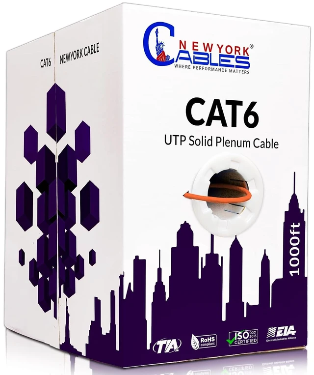 Main image of NewYork Cables - CAT6 Plenum (CMP) Cable 1000FT