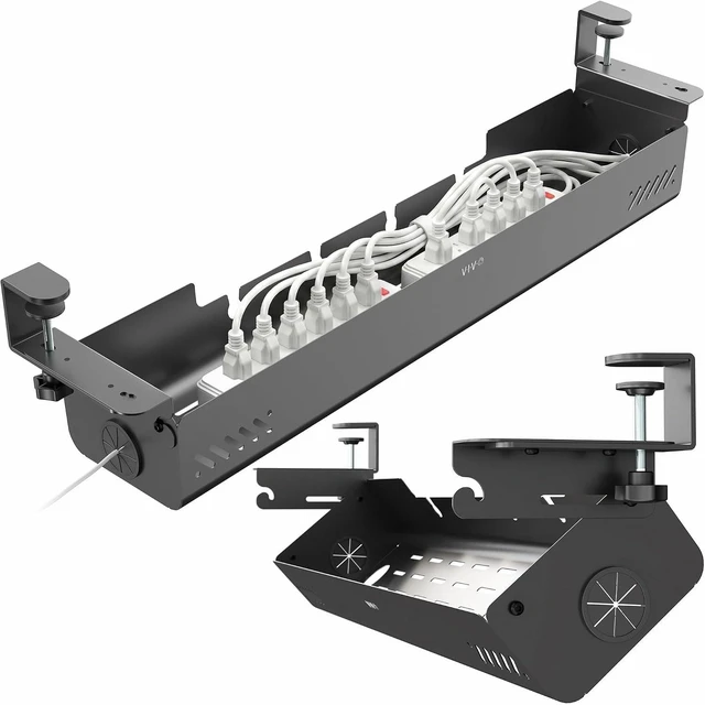 Main image of VIVO Black Clamp-On Flip-Open 35 in Cable Management Box, DESK-ACMB35-C