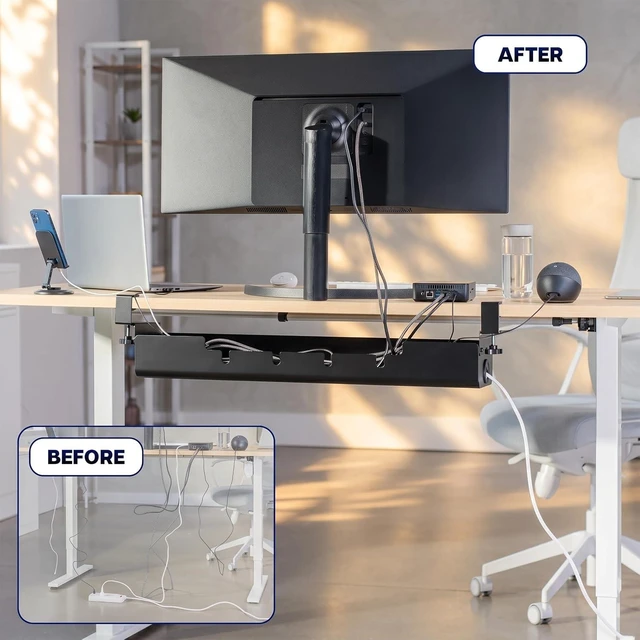 Alt view image 2 of 7 - VIVO Black Clamp-On Flip-Open 35 in Cable Management Box, DESK-ACMB35-C