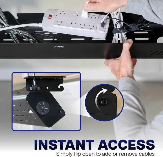 Alt view image 3 of 7 - VIVO Black Clamp-On Flip-Open 35 in Cable Management Box, DESK-ACMB35-C