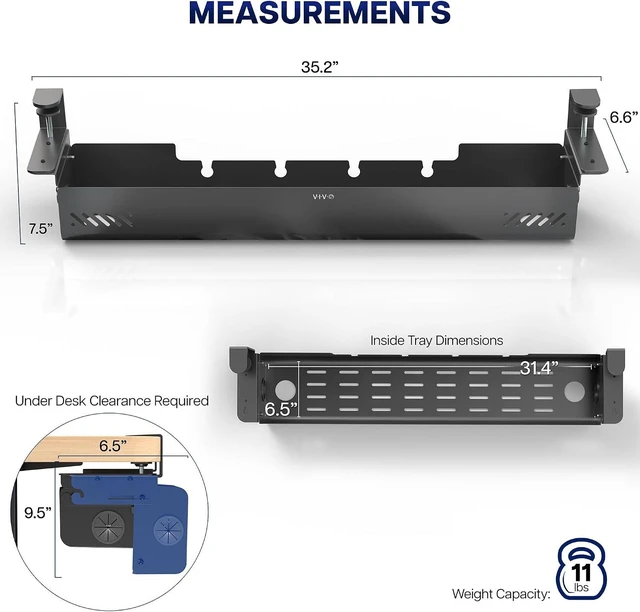 Alt view image 4 of 7 - VIVO Black Clamp-On Flip-Open 35 in Cable Management Box, DESK-ACMB35-C