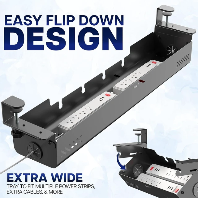 Alt view image 5 of 7 - VIVO Black Clamp-On Flip-Open 35 in Cable Management Box, DESK-ACMB35-C