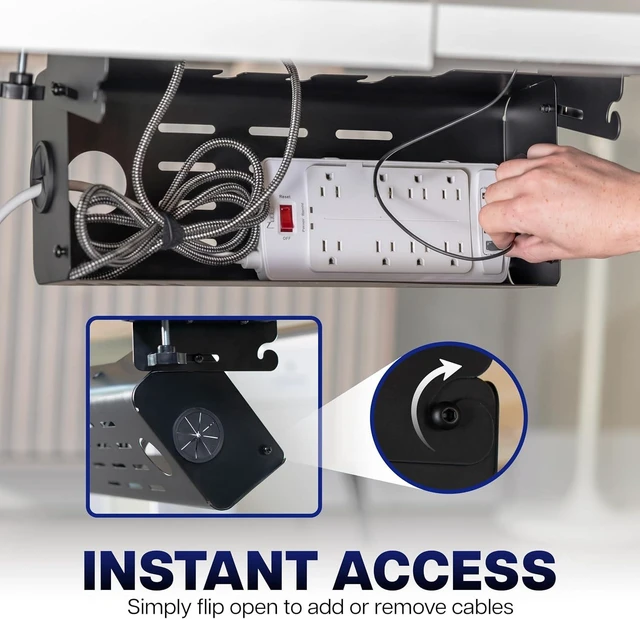 Alt view image 3 of 7 - VIVO Black Clamp-On Flip-Open 19 in Cable Management Box, DESK-ACMB20-C