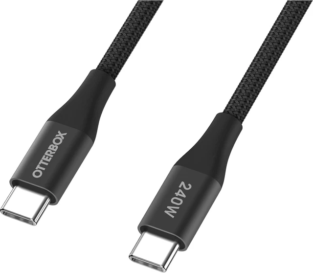Alt view image 2 of 3 - OtterBox 240W USB-C 6ft Extended Power Fast Charging Cable, Black - Braided Design with Flexible Silicone Core, Cable Organizing Loop, USB-C to USB-C Charging Cable for Phones, Laptops, and Tablets