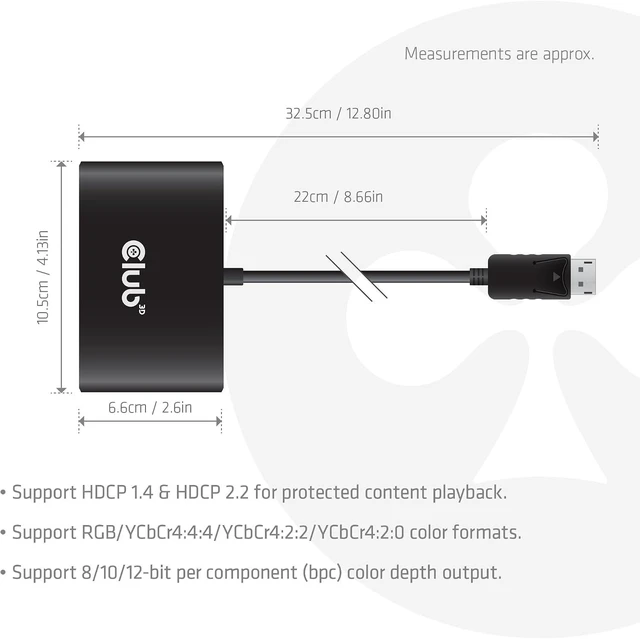 Alt view image 7 of 7 - Club 3D CSV-7400 DisplayPort to Quad Displayport MST Hub 4 x 4K 30Hz