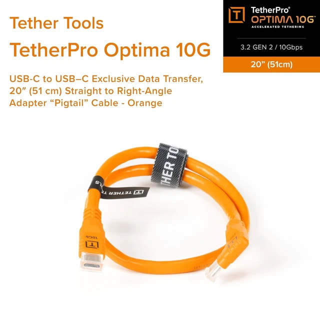 Alt view image 2 of 6 - Tether Tools TetherPro Optima 10G USB-C to USB-C Data Transfer Cable