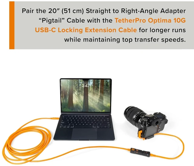 Alt view image 4 of 6 - Tether Tools TetherPro Optima 10G USB-C to USB-C Data Transfer Cable