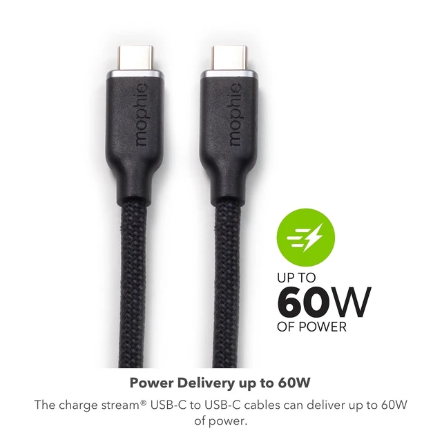 Alt view image 3 of 7 - Charge Stream USB-C to USB-C 2m/6ft Cable - 60W Power Delivery