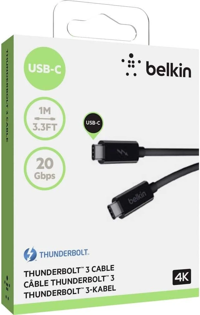 Alt view image 3 of 4 - Belkin Thunderbolt 3 USB C to USB C 3.3ft/1M Long Data Transfer Power Cable with 20 Gbps Data Transfer Speed & Up to 10 Gbps for USB3.1 Devices - Supporting Thunderbolt, 4K & Ultra HD Display (Black)