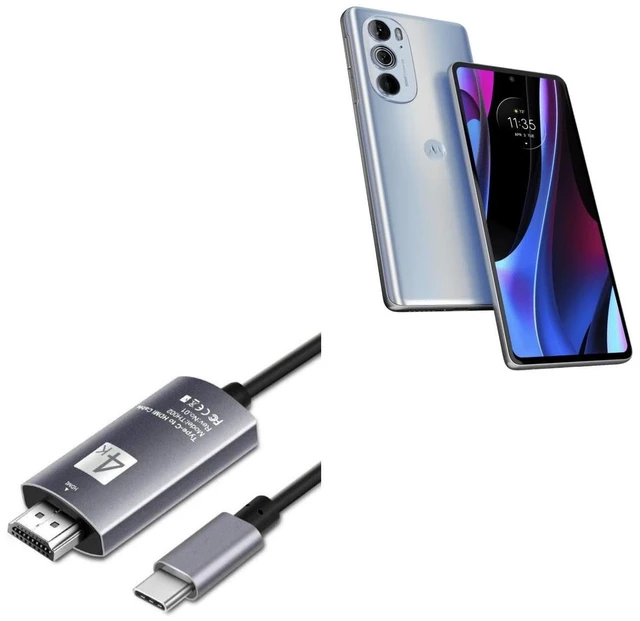 Main image of BoxWave Cable Compatible with Motorola Edge (2022) - SmartDisplay Cable - USB Type-C to HDMI (6 ft), USB C/HDMI Cable - Jet Black