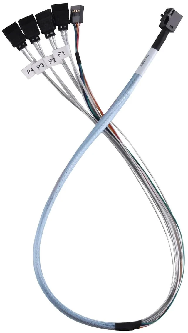Main image of SilverStone Technology 36 Pin Minisas Sff-8643(Target) to SATA 7Pin(Host)+Sideband Cable 0.6M Components Other CPS05-RE