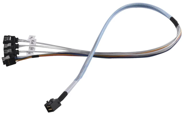 Alt view image 2 of 7 - SilverStone Technology 36 Pin Minisas Sff-8643(Target) to SATA 7Pin(Host)+Sideband Cable 0.6M Components Other CPS05-RE